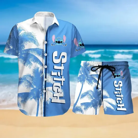 Discover Disney Stitch Hawaiian Button Down Shirt Unisex Adults S-5XL