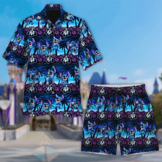 Discover Disney Stitch Hawaiian Button Down Shirt Unisex Adults S-5XL
