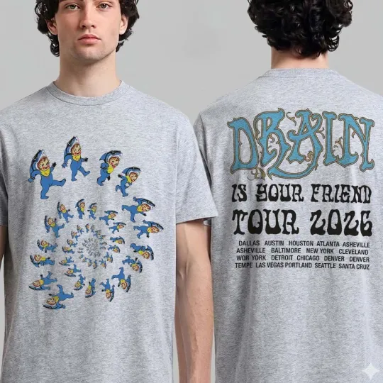 Discover Drain Is Your Friend Tour 2026 Merch Tee NA Spiral Kewpie Unisex 2Sided T-Shirt