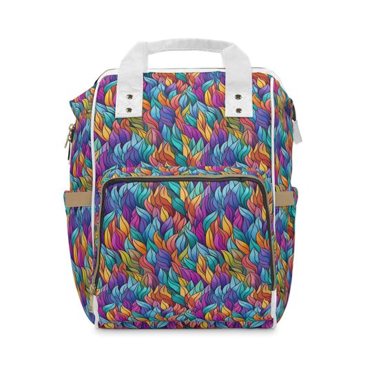 Discover Vibrant Leaf-Pattern Diaper Backpack, Go to School Gift