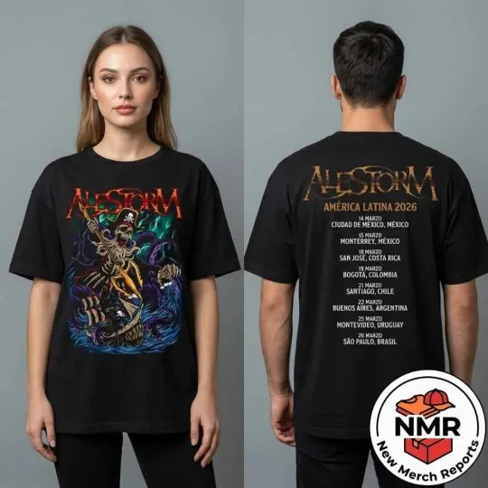 Discover Alestorm America Latina Tour 2026 At Montevideo Uruguay March 25 2026 T-Shirt