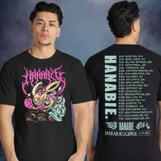 Discover Hanabie North America Tour 2026 Rabbit Tour Harajuku Core T-shirt