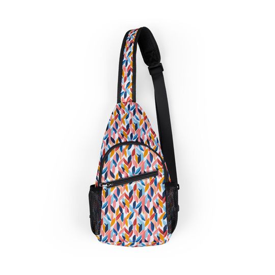 Discover Colorful Leaf Chest Bag, Crossbody Travel Bag