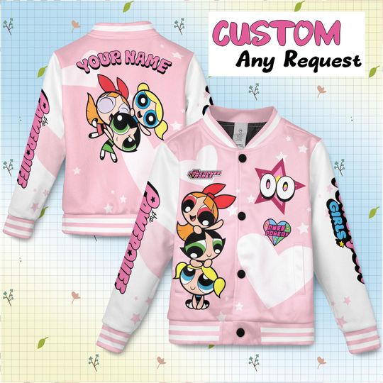 Discover The Powerpuff Girls Not Just Girls Baseball Jacket, Aldult Unisex Varsity Baseball Jacket