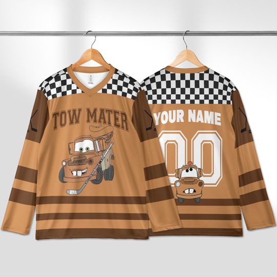 Discover Custom Cars Tow Mater Hockey Jersey, Personalized Disney Tow Mater Hockey Jersey, Disney Cars Hockey Fan Lover Gift