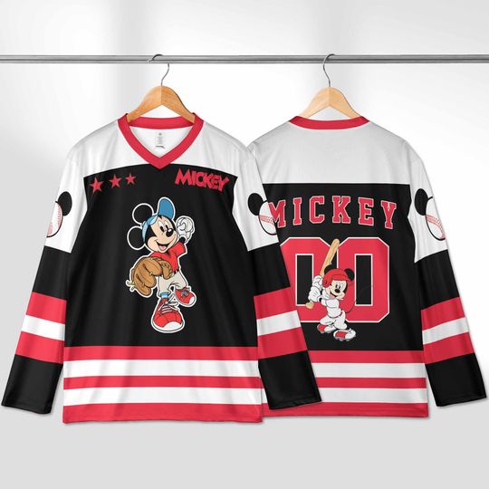 Discover Custom Classic Mickey Hockey Jersey, Disney Baseball Jersey Sports, Cute Birthday Gifts For Fans, Disneyland Family