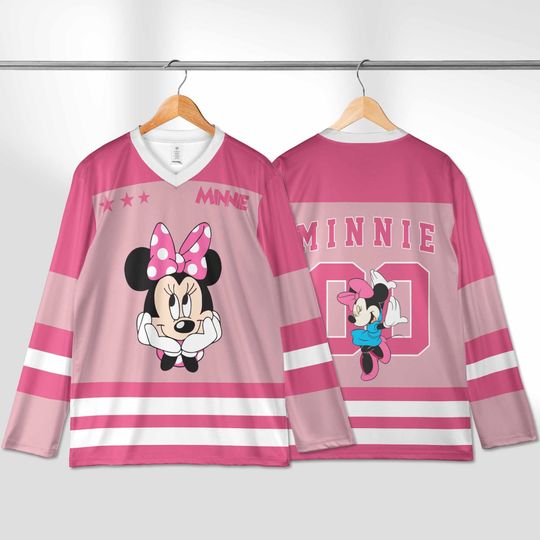 Discover Personalized Minnie Hockey, Personalized Ice Hockey Jersey Shirt Team Sports Disneyland Family Trip Vacation Birthday, Gift For Fans