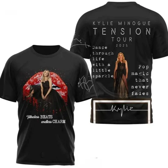Discover Kylie Minogue Tension Tour 2025 3D T Shirt For Men UR934