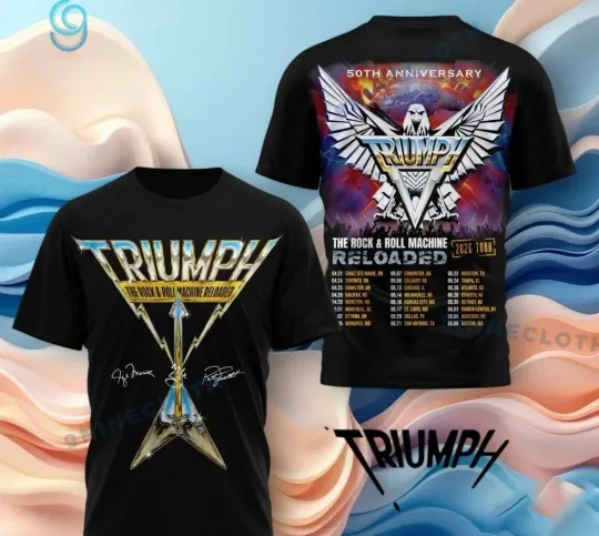 Discover Triumph The Rock & Roll Machine Reloaded 2026 3D T-shirt