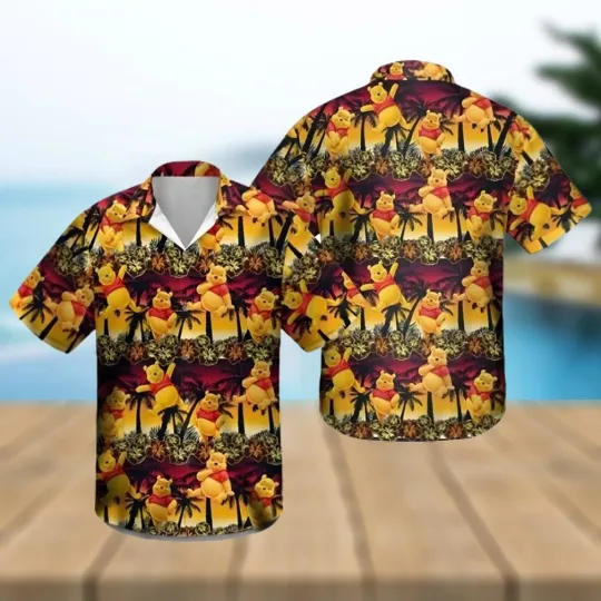 Discover Pooh Sunset Coconut Tree Hawaiian Shirt for Disney Cruise 2023