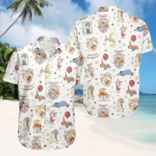 Discover Pooh Piglet Eeyore  & Tigger Coquette Bow Locket Winnie The Pooh Hawaiian Shirt
