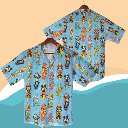 Discover Mickey Mouse Vs Friends Surfing Summer Vacation Beach Vibes Hawaiian Shirt