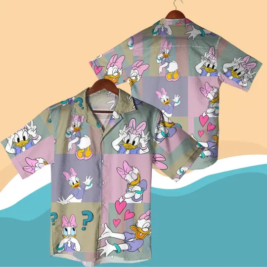 Cute Daisy Duck Emotions Hawaiian Shirt for Fans Summer Cartoon Birthday Gift