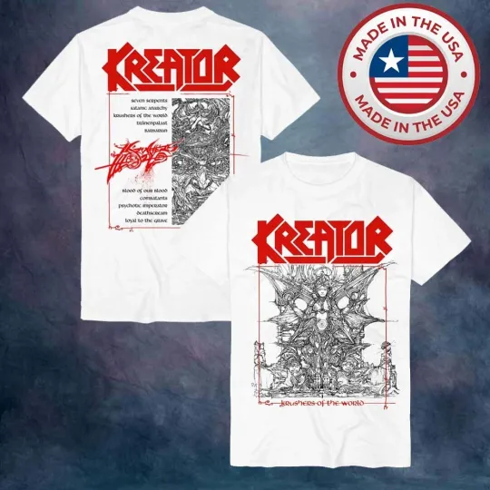 Discover Kreator Tracklist Tour 2026 Unisex White T-Shirt