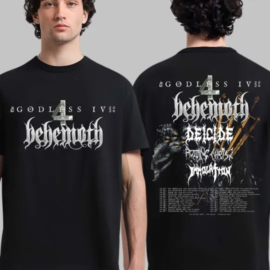 Behemoth The Godless IV Tour 2026 Double Sided T-Shirt Black Metal Band Tee