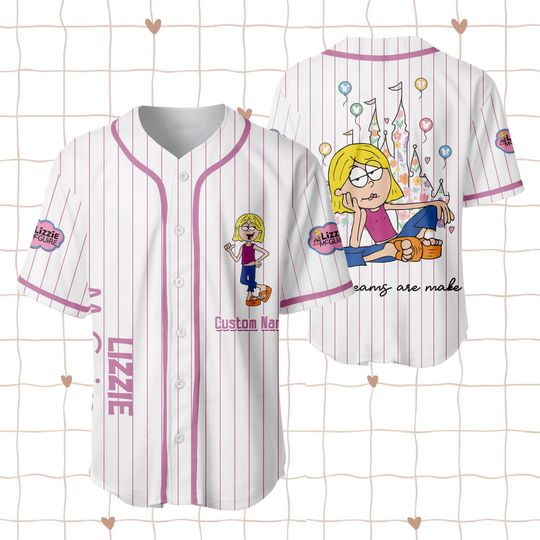 Personalized Disney Lizzie McGuire Baseball Jersey, Disney Channel Lizzie McGuire Birthday Girl Jersey, Walt Disney World Disneyland Trip