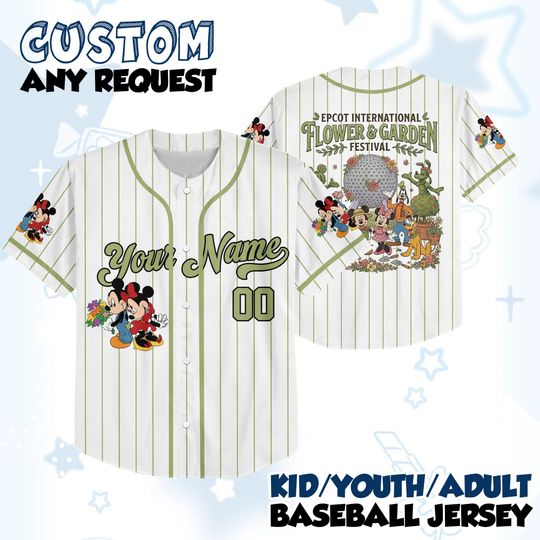 Discover Custom Disney Mickey Flower and Garden Festival Jersey, Mickey&Co Disney Festival, WDW Trip 2026 Baseball Jersey, International Flower