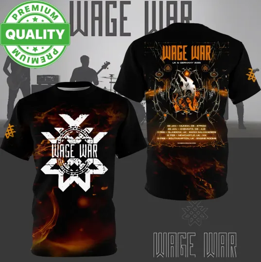 Discover Wage War Band UK & GERMANY 2025 T Shirt 3D AOP Unisex S-6XL 1T0374