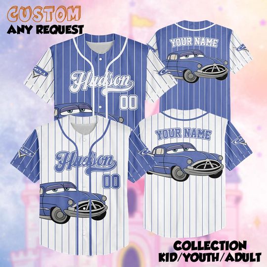 Discover Custom Doc Hudson Baseball Jersey, Disney Doc Hudson Jersey, Personalized Disney Cars Shirt, Family Matching Outfit, Birthday Gift Idea