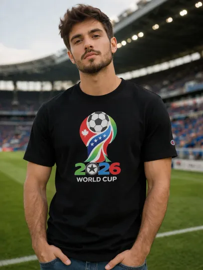 Discover 2026 World Cup Black Soccer T-Shirt USA Football Fan Tee