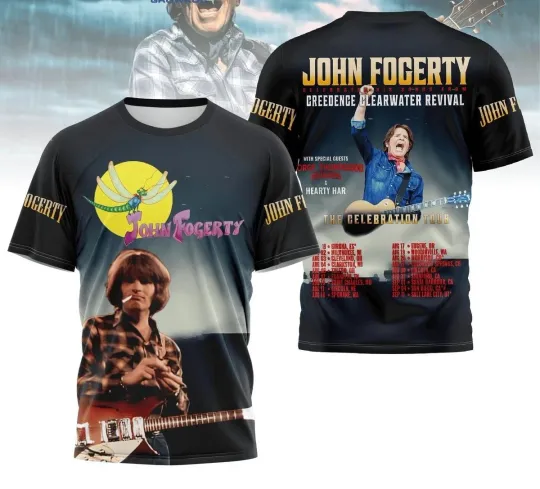 John Fogerty The Celebration Tour Short Sleeve S to 5XL 3D Concert Shirt TU962