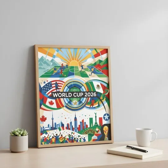 Discover World Cup 2026 Poster, Soccer Artwork USA Canada Mexico, Premium Matte Vertical Poster