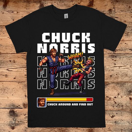 Chuck Norris "Chuck Around and Find Out" Retro Pixel Art Shirt
