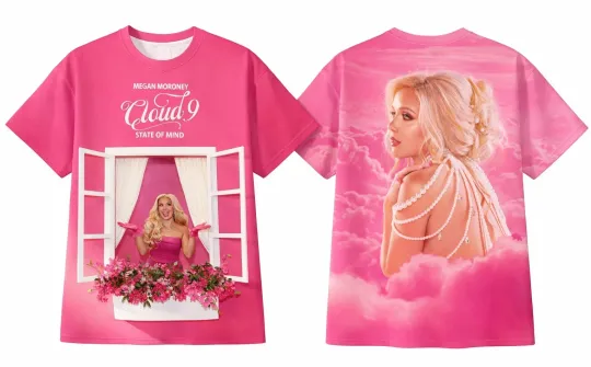 Discover Megan Moroney Cloud 9 3D AOP T-shirt Polyester PINK Size S-5XL