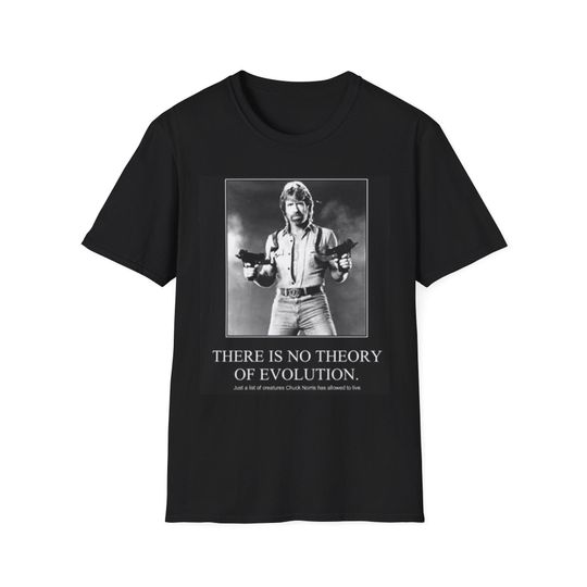 Vintage Chuck Norris Photo T-Shirt | There Is No Theory Of Evolution