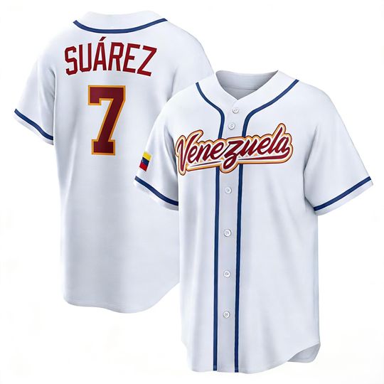 Discover Venezuela Baseball Jersey Eugenio Surez White Fans Shirt Men/Youth Size