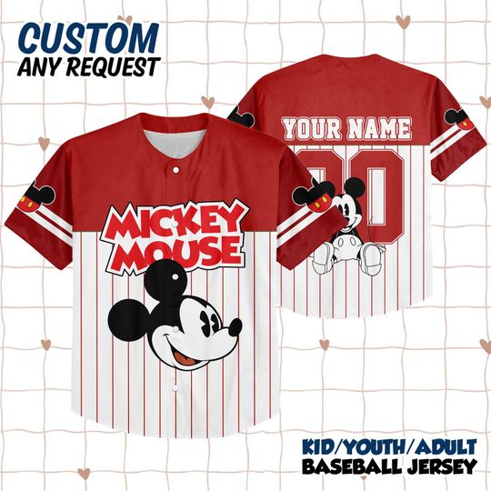 Discover Custom Disney Mickey and Friends Special Simple Baseball Collection, Baseball Jersey Collection Choose Style Jersey Disneyland Birthday Gift