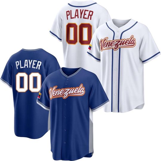 Discover Custom Venezuela Fans Jersey Royal/White Stitched Fans Baseball Shirt Men/Youth Size