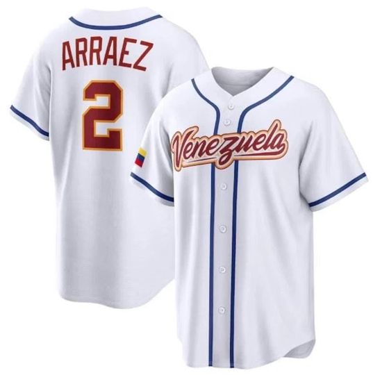 Discover Luis Arraez Baseball Jersey Venezuela White Stitched Fans Shirt Men/Youth Size