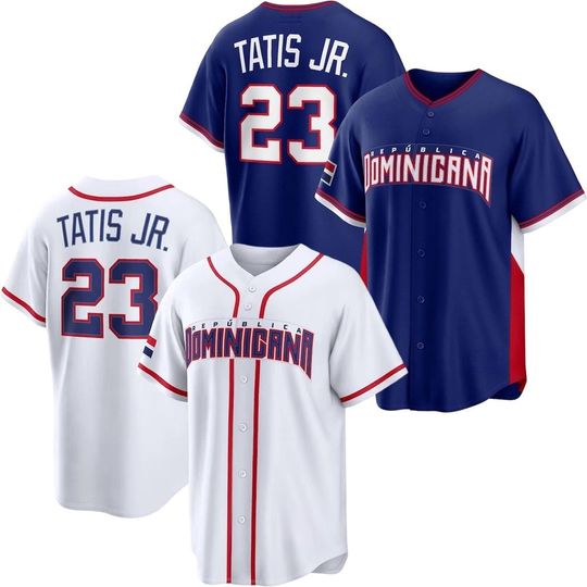 Discover FRD Tatis Jr. Jersey Dominican Republic Royal/White Baseball Stitched Fans Shirt Men/Youth Size