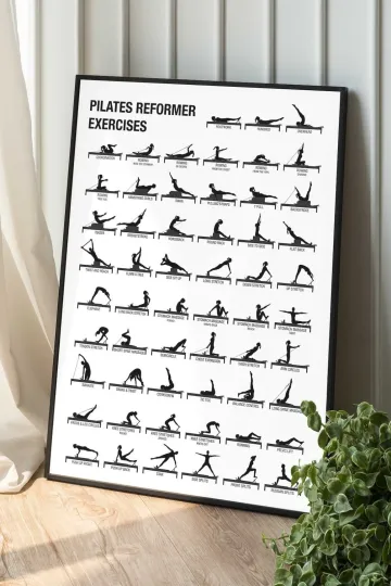 Discover Pilates Reformer Poster - Pilates Workout Chart, Vertical Matte Poster
