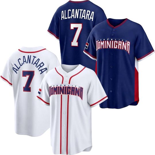 Discover Sandy Alcantara Baseball Jersey Dominican Republic Royal/White Fans Shirt Men/Youth Size
