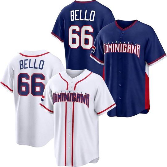 Discover Brayan Bello Baseball Jersey Dominican Republic Royal/White Fans Shirt Men/Youth Size
