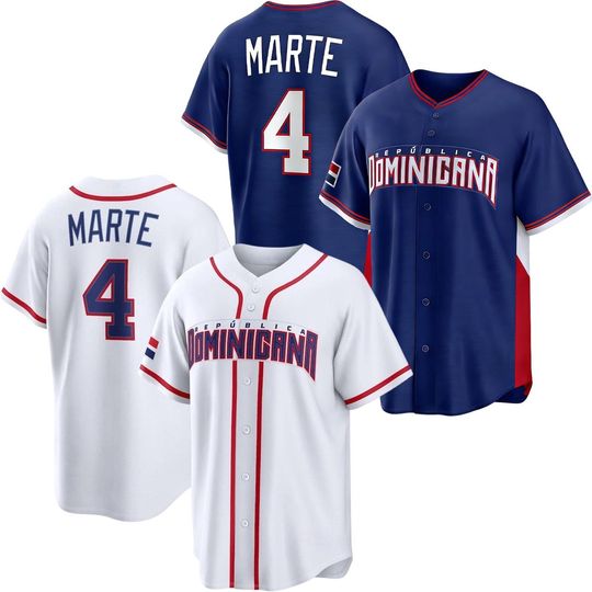 Ketel Marte Jersey Dominican Republic Royal/White Fans Shirt Men/Youth Size