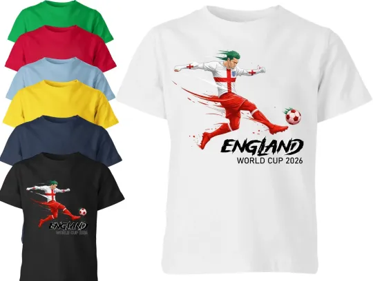 Discover England World Cup 2026 Unisex Kids T Shirt Football Soccer Coming Home Tee