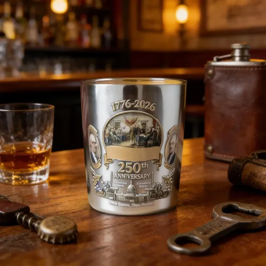 Discover USA 250th Anniversary Commemorative Whiskey Glass Cocktail Drinking Glasses