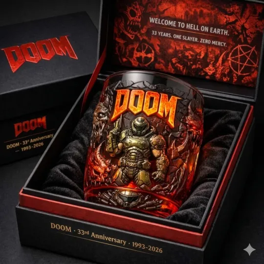 Discover Dooom 33Rd Anniversary Whiskey Glass