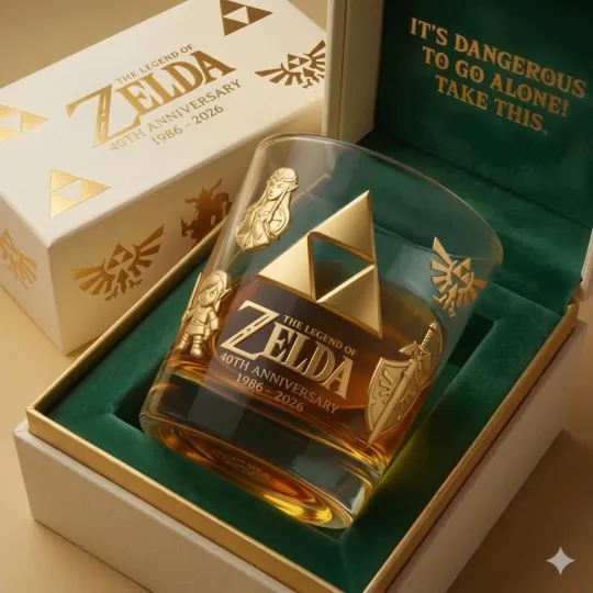 Discover Zelda 40th Anniversary Whiskey Glass