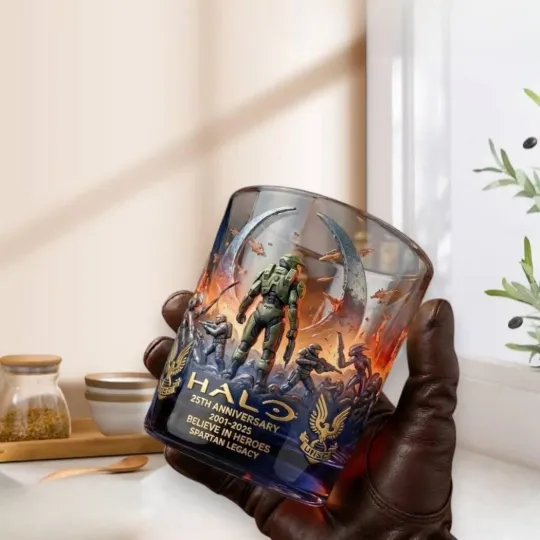 Discover Halo 25th Anniversary 2001 2025 Believe In Heroes SpartanLegacy Whiskey Glass