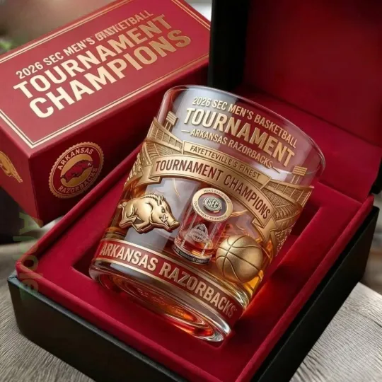 Discover Arkansas Razorbacks 2026 SEC Tournament Champions Whiskey Glass