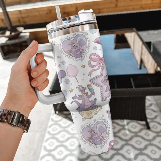 Discover Personalized Figment Disney 40oz Tumbler, Mickey and Friends Figment Orange Bird Disney Epcot Flower & Garden Festival Coffee Cup