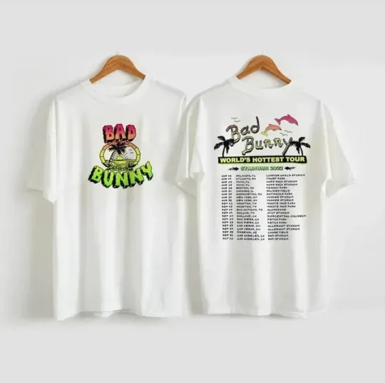 Discover Bad Bunny Un Verano Sin Ti Double-Sided Heavyweight Tour T-Shirt for Men