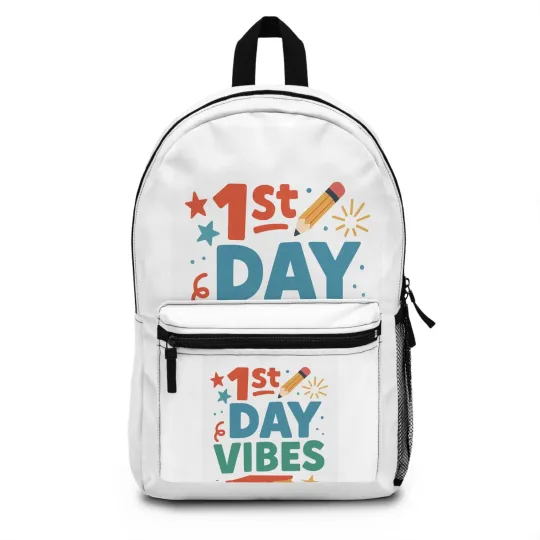 First Day Vibes Backpack for Students, School Bag, Back to School Gift