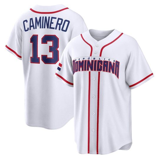 Discover Junior Caminero Jersey,Dominican RepublicWhite Limited Shirt Custom Jersey Man/Youth size