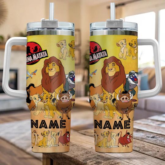 Custom Disney Lion King 40oz Tumbler, Simba Timon Pumbaa Insulated Tumbler, Hakuna Matata Tumbler Cup, Animal Kingdom Gift