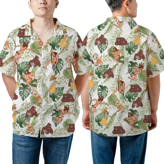 Disney Tarzan Hawaiian Shirt, Tarzan Jane Kala Animal Kingdom Hawaii Shirt, Disney Park Trip Outfit, Disneyland Family Matching Shirt